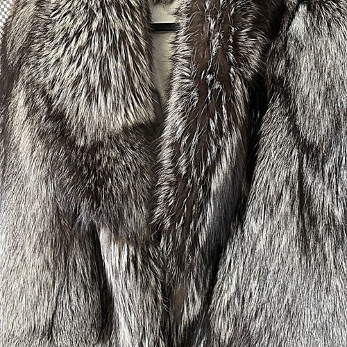 Women's Silver Fox fur coat used, gray