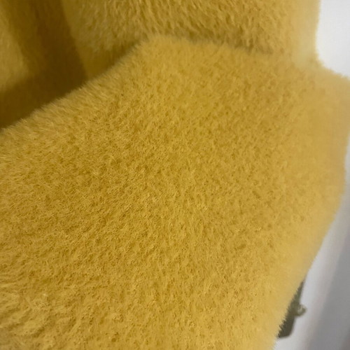 Long mustard fluffy jacket with belt used, size L