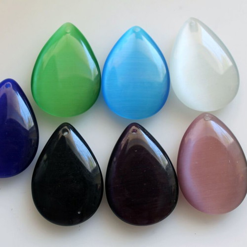 Cat's Eye pendant making set 10 pieces new, 50x35mm