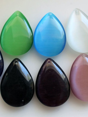 Cat's Eye pendant making set 10 pieces new, 50x35mm