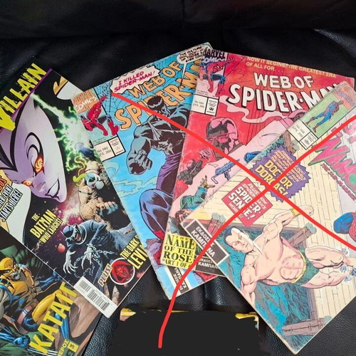 DC and Marvel comics used, 15 issues with Superman, Wonder Woman, Batman, Spiderman