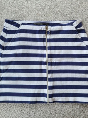 Zara elastic mini skirt like new, white and blue, size S