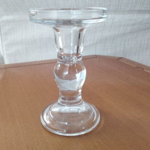 Classic Tall Glass Candlestick 14cm new, double use