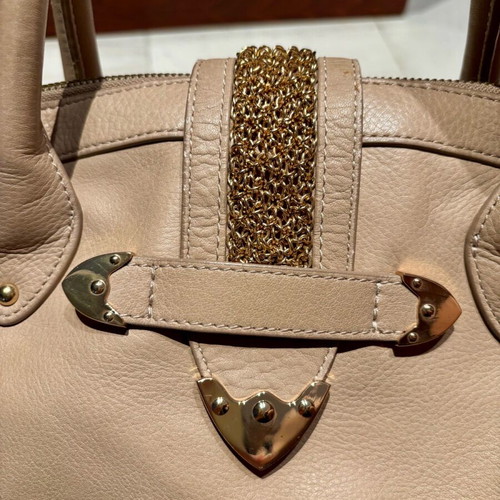 Uterque handbag like new, nude beige with gold details