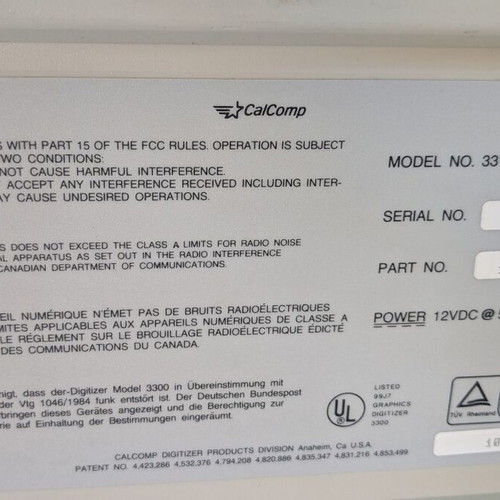 Drawing Board II Calcomp Graphics Digitizer Tablet used, model 33120
