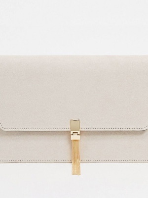 Beige clutch bag with gold detail new