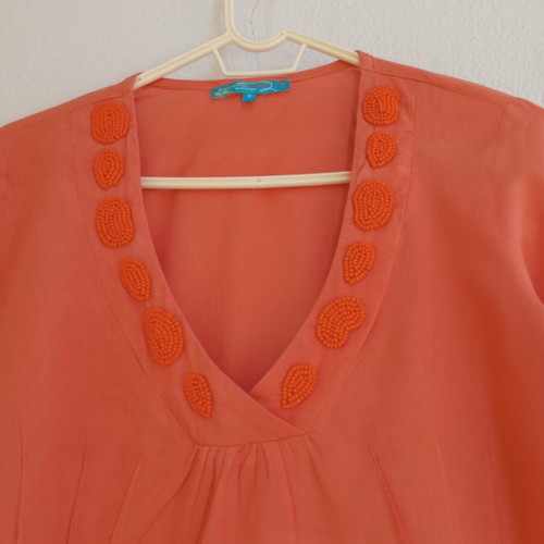 Summertime by Raxevsky Boho tunic blouse coral like new
