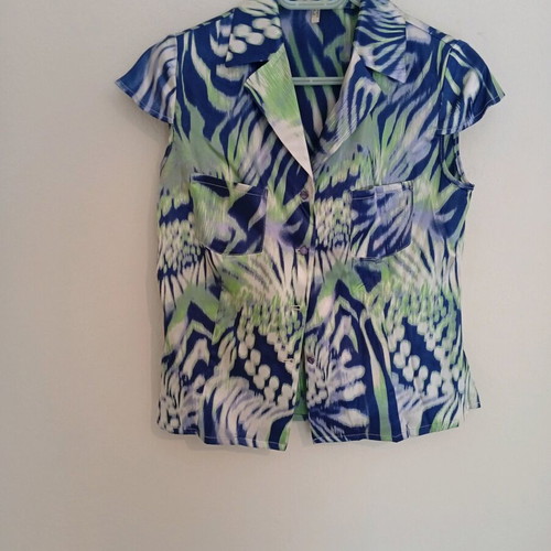 Satin summer shirt like new, blue and green, size M