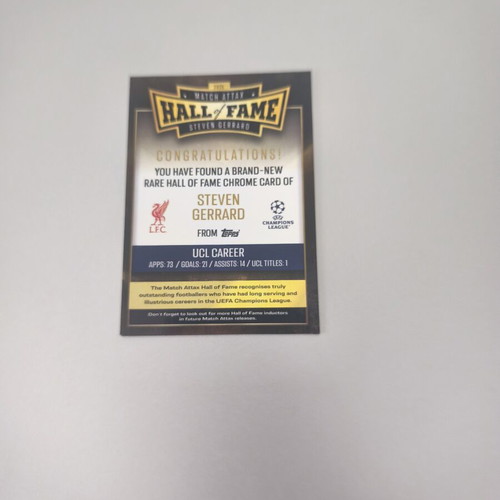 Hall of Fame Steven Gerrard sticker card new