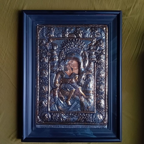 Byzantine icon Axion Esti handmade with 24k gold new