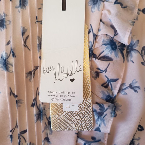 Lipsy London Mini Dress New Light Pink Blue Floral Ruffles Bell Sleeves