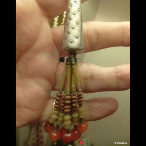 Handmade ethnic boho chic necklace with semi-precious stones and silver alloy