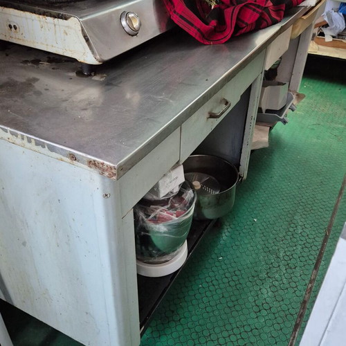 Stainless steel tables and sinks for restaurants used
