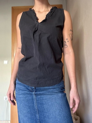 Vintage black sleeveless top used, size L