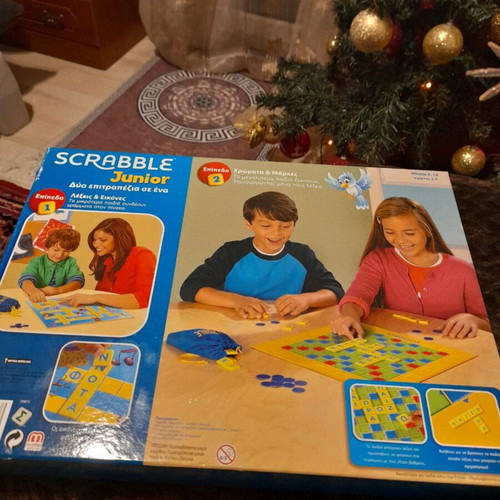 Scrabble Junior board game like new for children 6-10 years missing 4 blue tokens