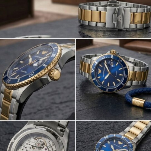Emporio Armani Automatic Watch Blue and Gold