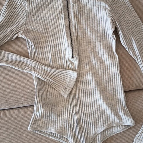 SugarFree bodysuit with zipper, like new, gray, size M