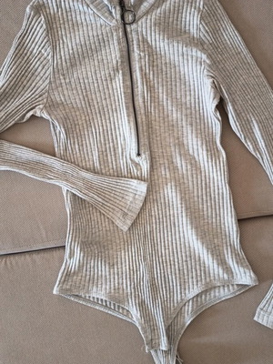SugarFree bodysuit with zipper, like new, gray, size M