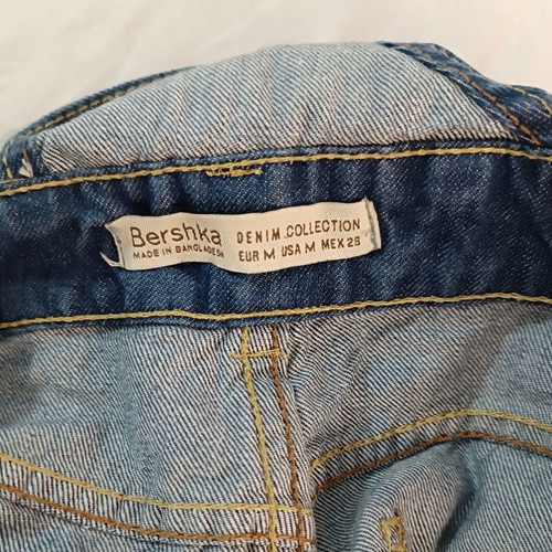 Bershka Denim Dungaree Shorts Blue Distressed, like new, size M