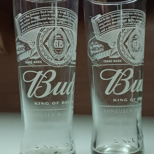 Bud Beer Glasses 0.5l Pack of 2 New