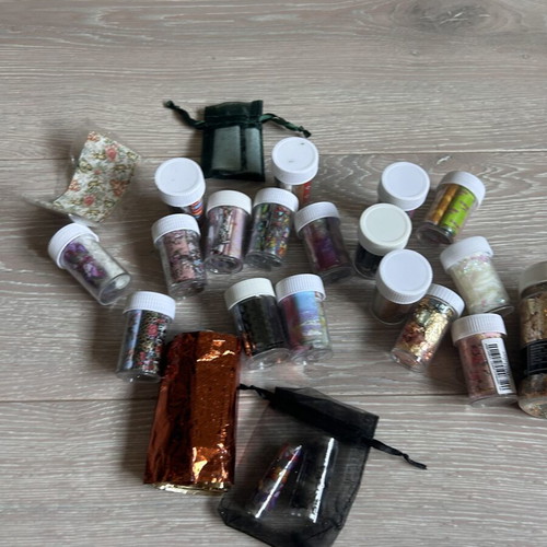 Nail Art Foils Set like new with designer logos and floral transfers