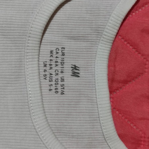 H&M cotton tank top for child 5 to 6 years like new, white