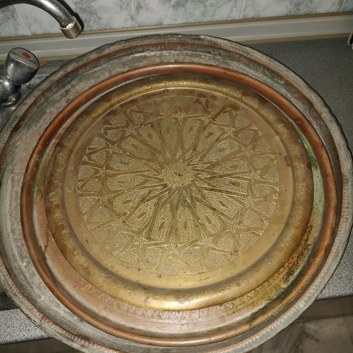 Copper trays used, pack of 16 handmade, oriental and Ottoman