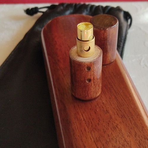 Wooden cigar case for 2 cigars with humidifier like new, 16 cm