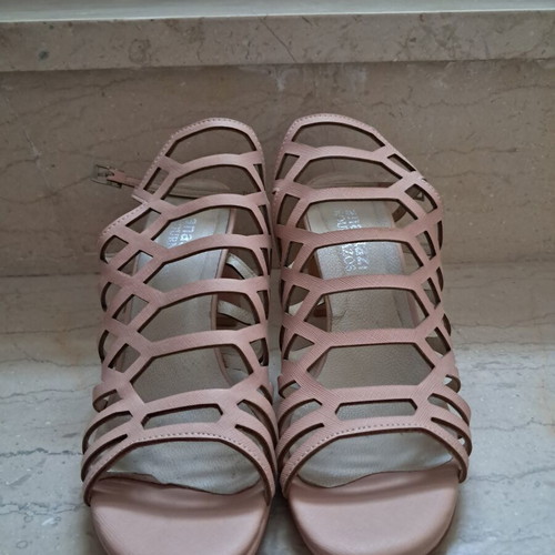 Anastazi Bournazos leather sandals used, size 41, pink, 7 cm heel
