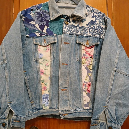 Handmade denim jacket vintage patchwork oversized like new