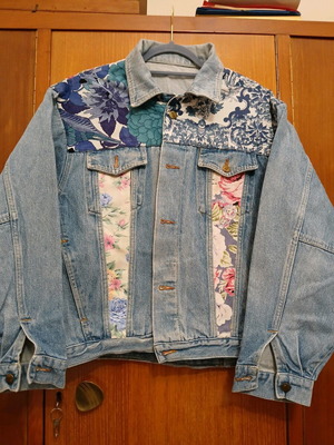 Handmade denim jacket vintage patchwork oversized like new