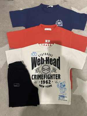 Zara Kids Clothing Bundle like new, 3 graphic T-shirts & black sweat shorts