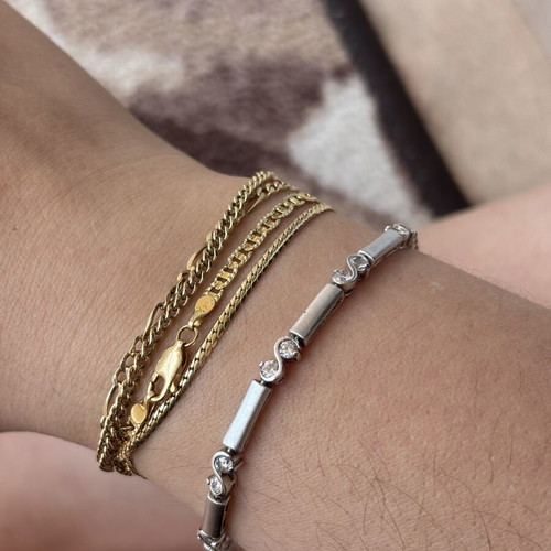 925 Silver Bracelet with Zirconia, New, 17 cm