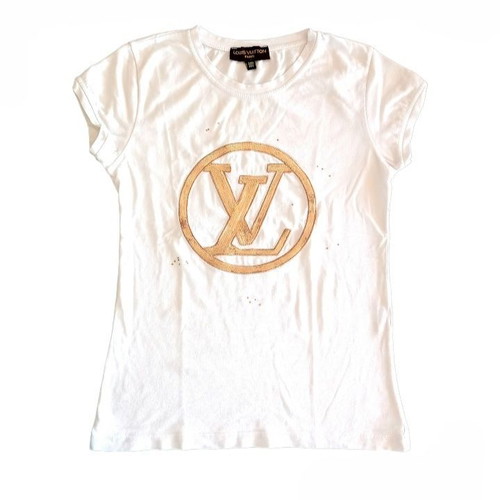 Louis Vuitton Tshirt 100% cotton with gold sequins, size XS