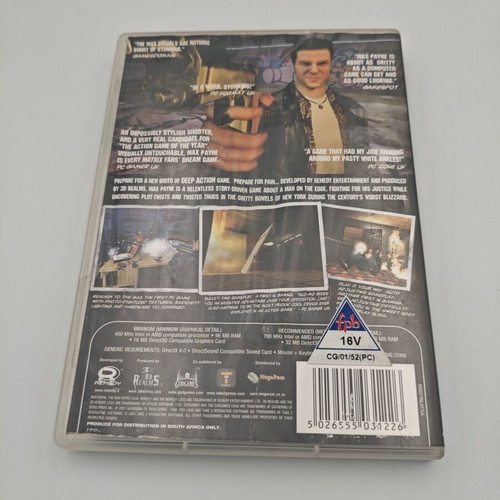 Max Payne PC game like new with manual, cover with moisture bubble