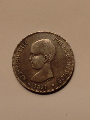 5 Pesetas Spain silver coin replica