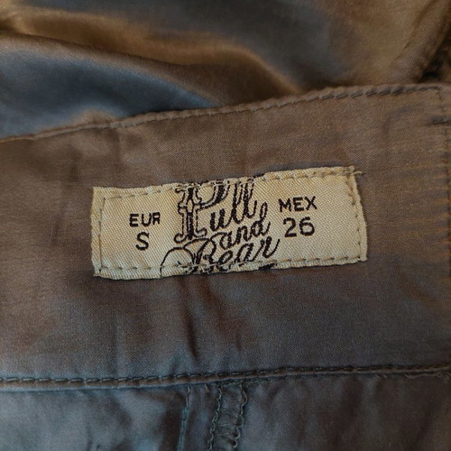 Satin khaki mini skirt - S