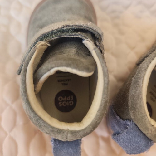 Gioseppo Kids Leather Boots used, size 21, khaki with blue detail