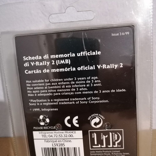V Rally 2 Memory Card for PS1 new, official limited edition