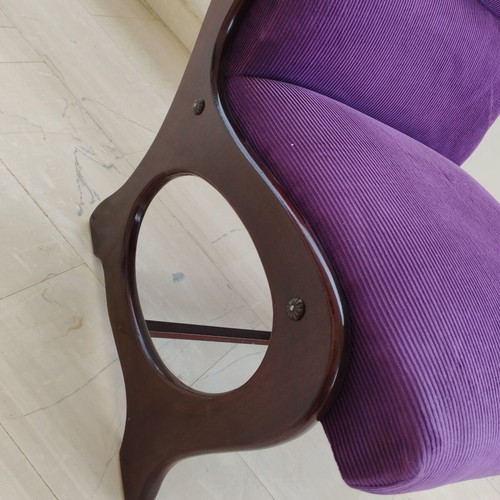 Vintage handmade low armchairs used, set of 2 pieces