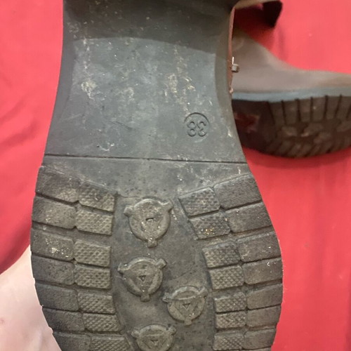 Brown leather boots below the knee used, size 38