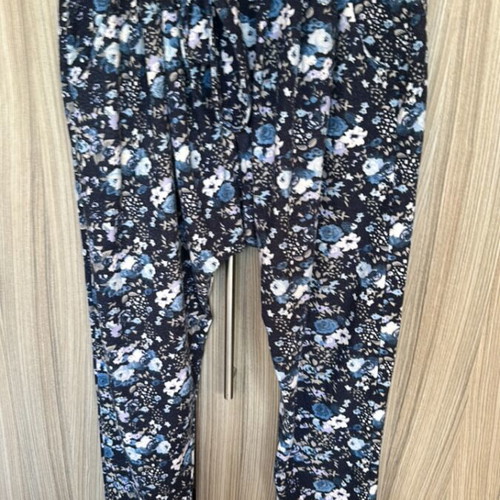 Women's pants used, size M 38 10, blue turquoise floral pattern