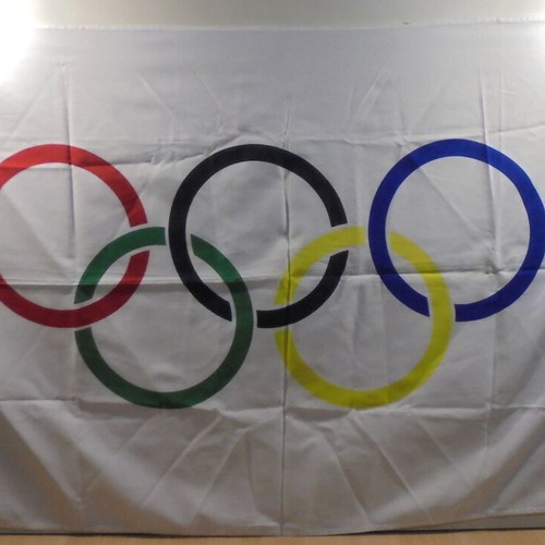 Olympic Games flag large used 88cm x 154cm