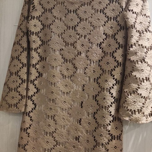 Knitted women's dress like new, gold with satin top Dejavu