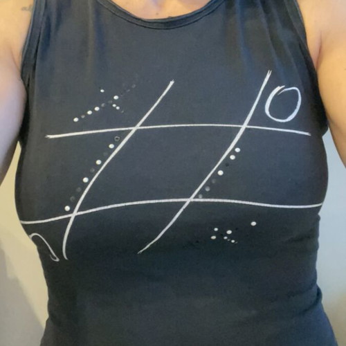 Sleeveless blouse with tic-tac-toe used, one size, black, cotton