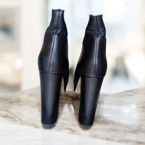 Leather platform ankle boots size 39, like new, chunky heel 13cm