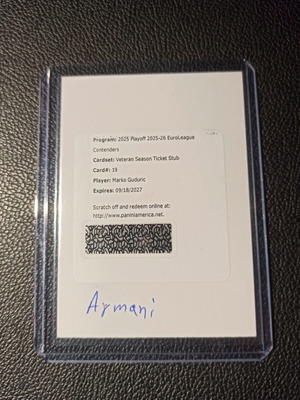 2025-2026 Panini Euroleague Contenders Veteran Season Ticket Stub Marko Guduric Autograph like new