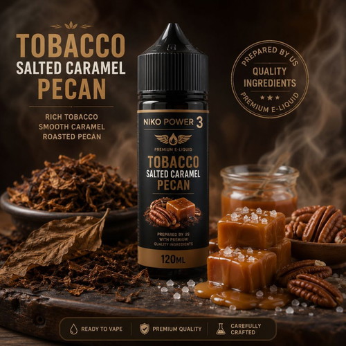 Tobacco Salted Caramel Pecan 120ml Nico Power 3 e-liquid new