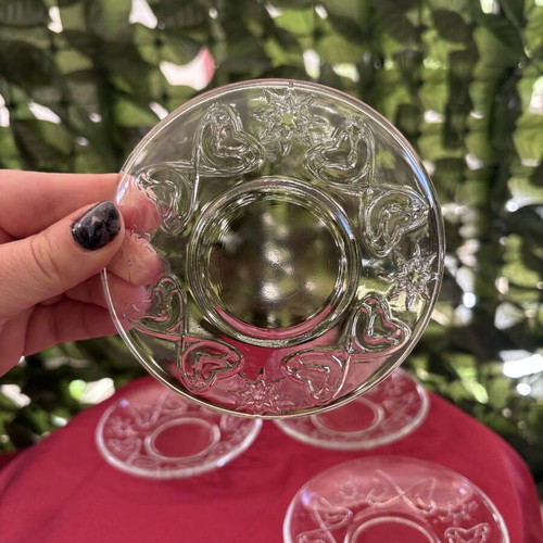 Glass vintage coffee saucer set of 4, 12 cm, new