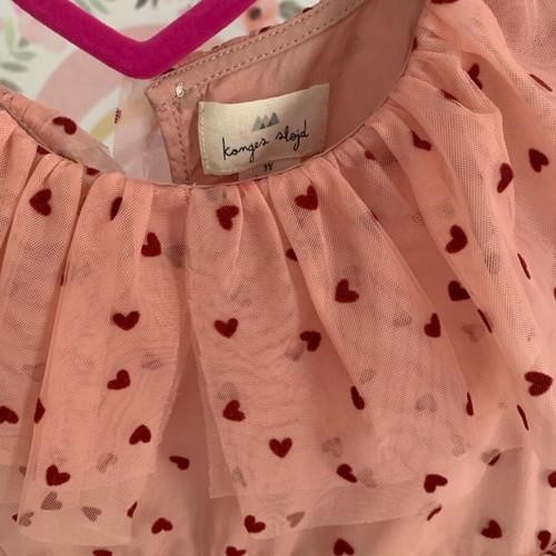 Konges Slojd children's dress like new, red and pink, 98 cm, 3 years